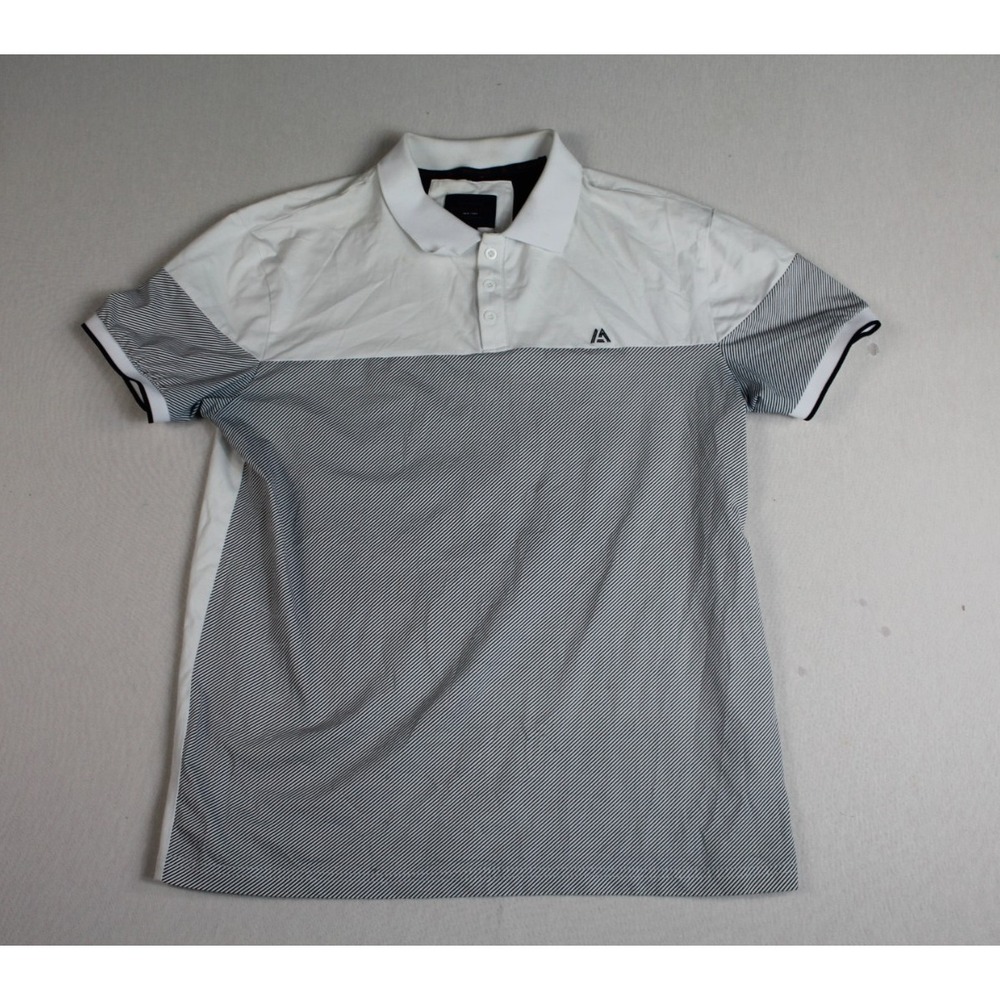 Marc Asher Men White Gray Polo Shirt Collared New York Casual Size Large